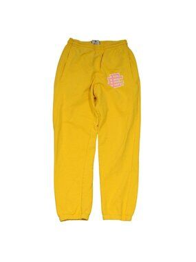 Eric Emanuel EE Basic Sweat Pants Size Medium Yellow Pink Logo 100% Cotton
